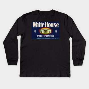 1960s White House Sweet Potatoes Crate Label Kids Long Sleeve T-Shirt